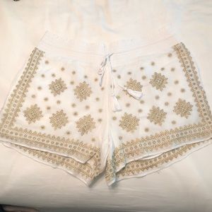 White drawstring shorts